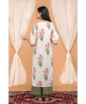 Tropical print dupatta set with zig zag hem palazzo 3