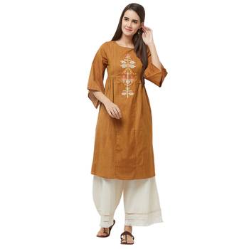 Brown printed cotton kurtas-and-kurtis 1