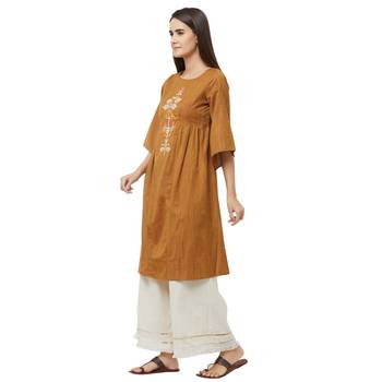 Brown printed cotton kurtas-and-kurtis 2