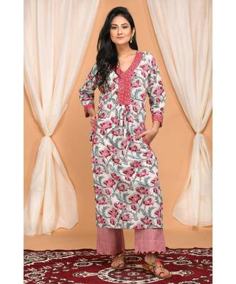 Red Pocket Kurta Set 1