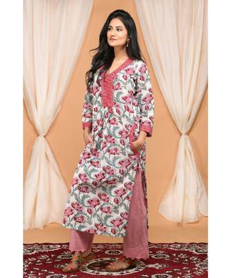 Red Pocket Kurta Set 2