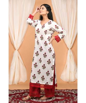 Marsala Boota Set with Fringe Lace Dupatta 2