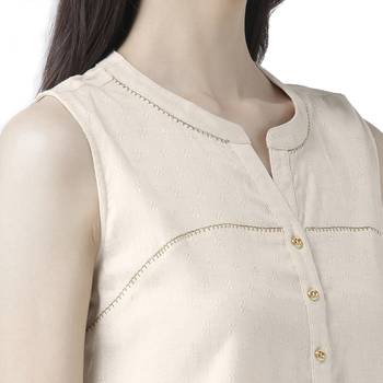 Beige printed cotton kurtas-and-kurtis 5