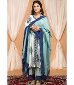 Seafoam Green Gather Kurta Set with Laced Mulmul Dupatta