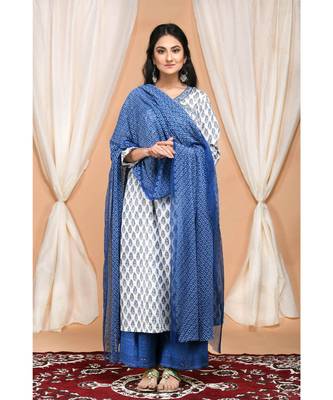 Turquoise Green Boota Kurta Set with Tonal Embroidered Dupatta 1