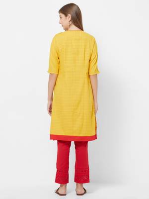 Yellow printed polyester kurtas-and-kurtis 2