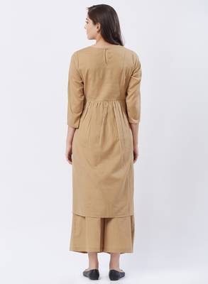 Beige printed cotton kurtas-and-kurtis 2