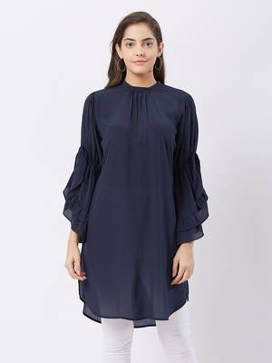 Blue printed polyester kurtas-and-kurtis 1