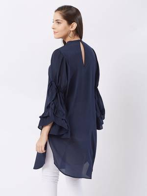 Blue printed polyester kurtas-and-kurtis 2