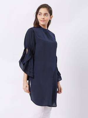 Blue printed polyester kurtas-and-kurtis 3