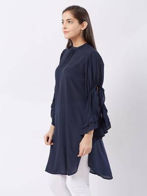 Blue printed polyester kurtas-and-kurtis 4