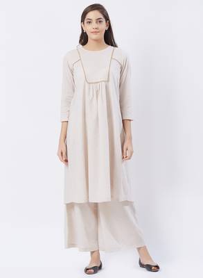 Beige printed viscose kurtas-and-kurtis 1