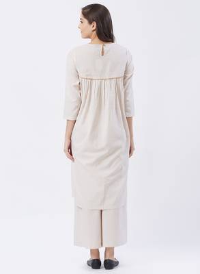 Beige printed viscose kurtas-and-kurtis 2