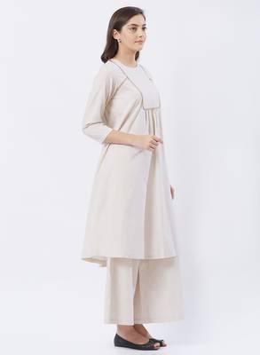 Beige printed viscose kurtas-and-kurtis 3