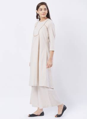 Beige printed viscose kurtas-and-kurtis 4