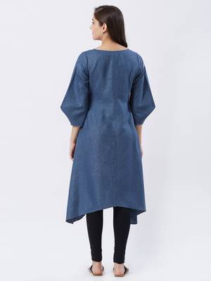 Blue printed polyester kurtas-and-kurtis 2