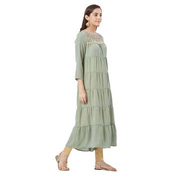 Green printed polyester kurtas-and-kurtis 4