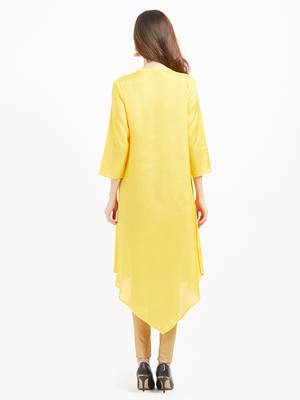 Yellow printed viscose kurtas-and-kurtis 2