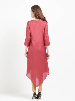 Pink printed viscose kurtas-and-kurtis 2