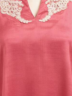 Pink printed viscose kurtas-and-kurtis 5