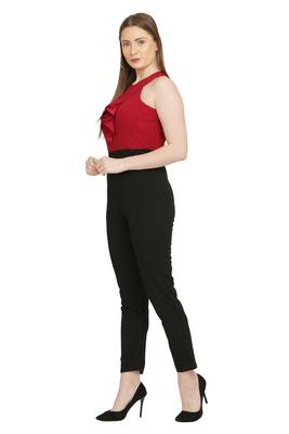 Red and Black Color scuba crepe Fabric Jumsuit 3