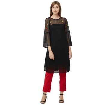 Black printed nylon kurtas-and-kurtis 1