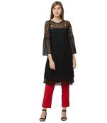 Black printed nylon kurtas-and-kurtis