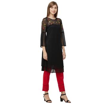 Black printed nylon kurtas-and-kurtis 2