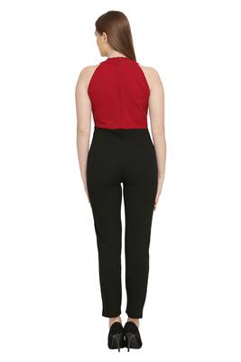 Red and Black Color scuba crepe Fabric Jumsuit 5