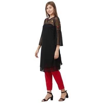Black printed nylon kurtas-and-kurtis 3