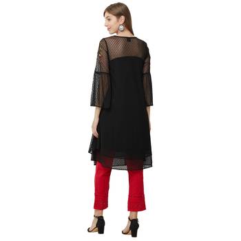 Black printed nylon kurtas-and-kurtis 4