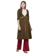 Green printed polyester kurtas-and-kurtis