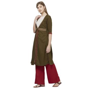 Green printed polyester kurtas-and-kurtis 4