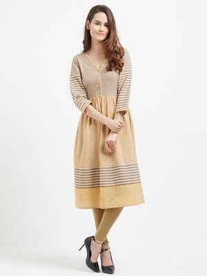 Yellow printed cotton kurtas-and-kurtis 1