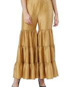 Gold Sharara Pants With Drawstring Closure