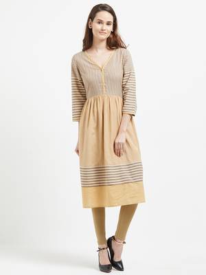 Yellow printed cotton kurtas-and-kurtis 4