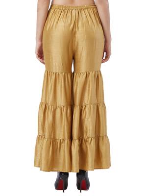 Gold Sharara Pants With Drawstring Closure 2