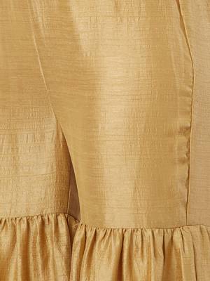 Gold Sharara Pants With Drawstring Closure 5