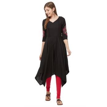 Black printed rayon kurtas-and-kurtis 1