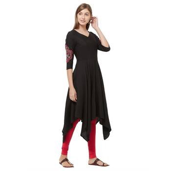 Black printed rayon kurtas-and-kurtis 2