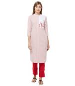 Red printed cotton kurtas-and-kurtis