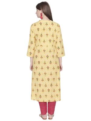 Yellow printed polyester kurtas-and-kurtis 2