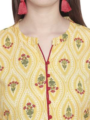 Yellow printed polyester kurtas-and-kurtis 5