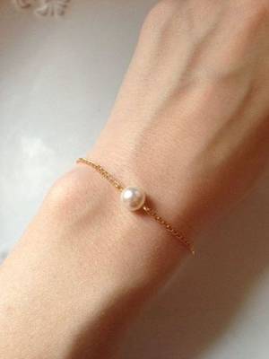 Pearl Drop Gold Chain Bracelet 1