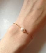 Pearl Drop Gold Chain Bracelet