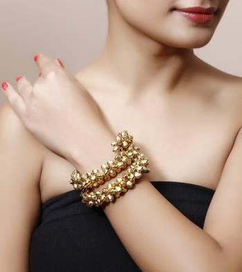 Gold Ghungroo Bracelet - Pair 1