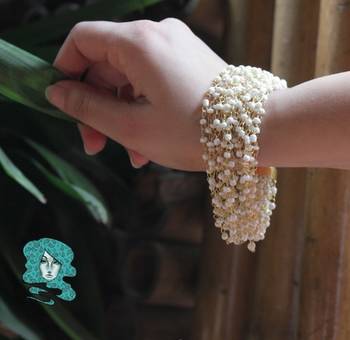 White Beaded Multistrand Bracelet 1