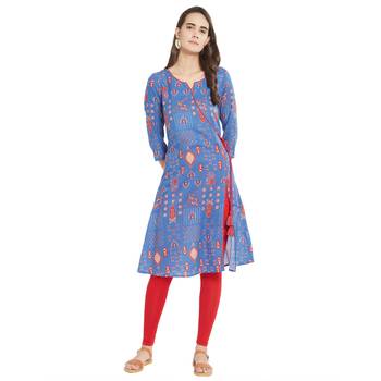 Blue printed viscose kurtas-and-kurtis 1