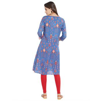 Blue printed viscose kurtas-and-kurtis 2