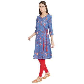 Blue printed viscose kurtas-and-kurtis 5